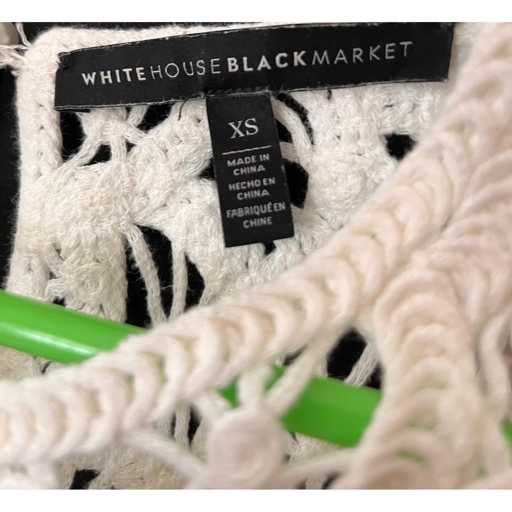 White House Black Market Cream Crochet Sleeveless Knit Top - Picture 6 of 6